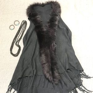 Gray Fur Long Vest